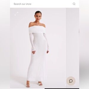 Josie Off Shoulder Mesh Maxi Dress Ivory size XS from Meshki